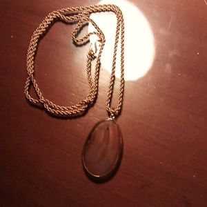 Long necklace with natural stone pendant